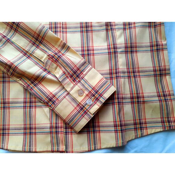 SOHO Babe Camel Yellow Plaid Woven LS Button Shirt JR. Size Large NWT - Picture 9 of 14